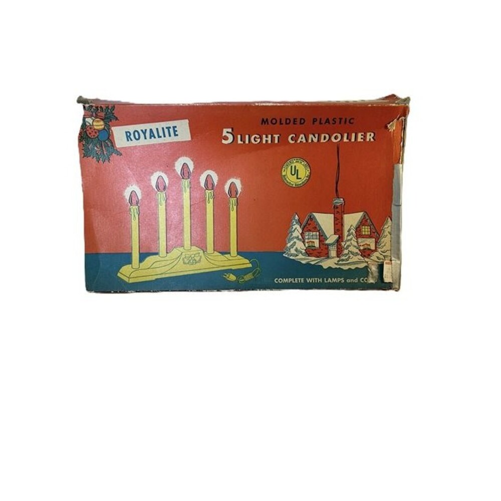 Vintage Royalite 5 Light Candolier Christmas Window Decoration w/ Box – Tested